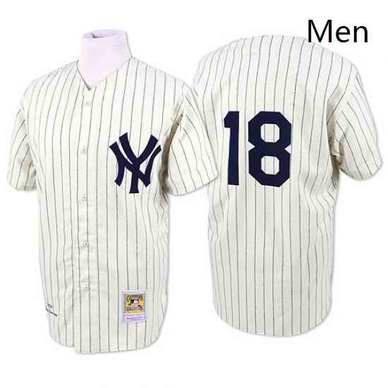 Mens Mitchell and Ness New York Yankees 18 Don Larsen Replica White 1956 Throwback MLB Jersey